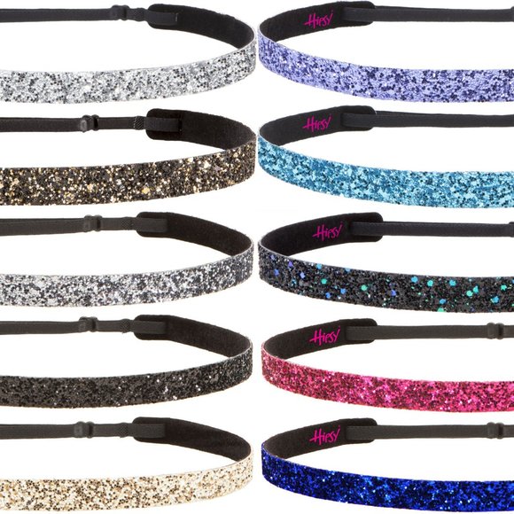 Hipsy 10-pack Bling Glitter Adjustable No Slip Skinny Neutral & Bold Headbands main image 11